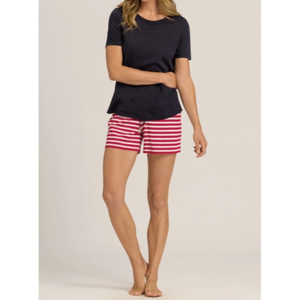 Hanro Laura Garnet Rings Tee & Stripe Shorts ( XL )